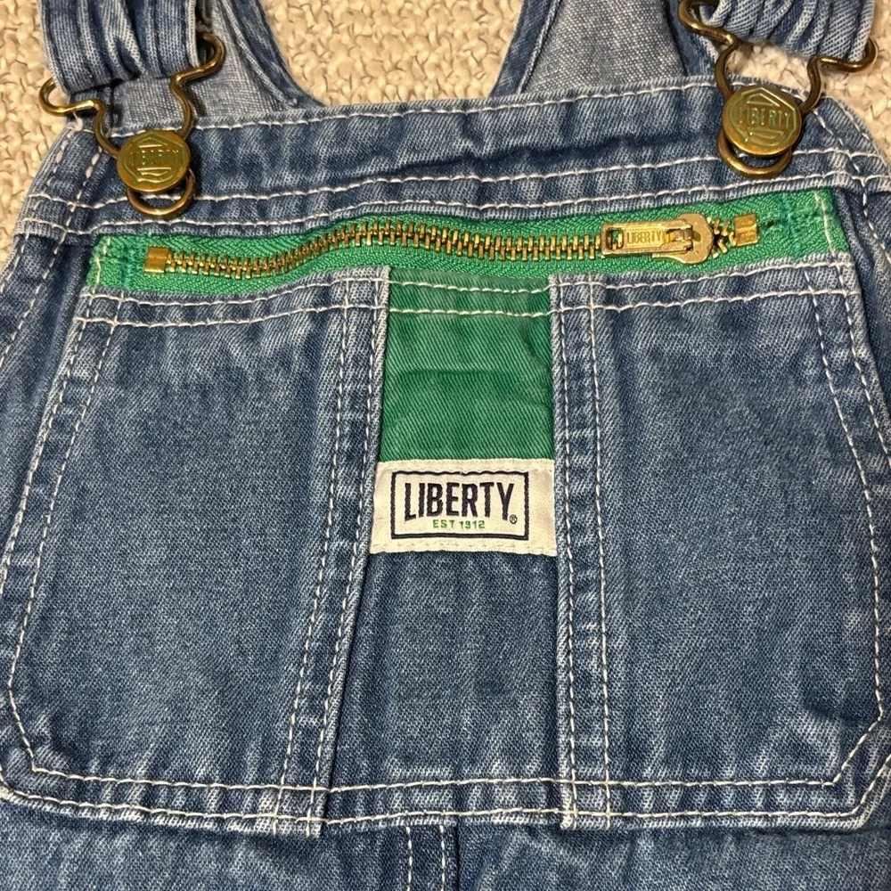 Liberty Denim Overalls with Green Trim Youth